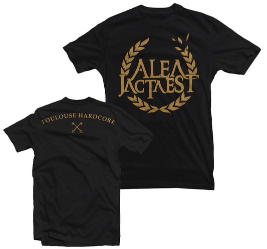 ALEA JACTA EST - "LOGO TEE GOLD" Black T-Shirt