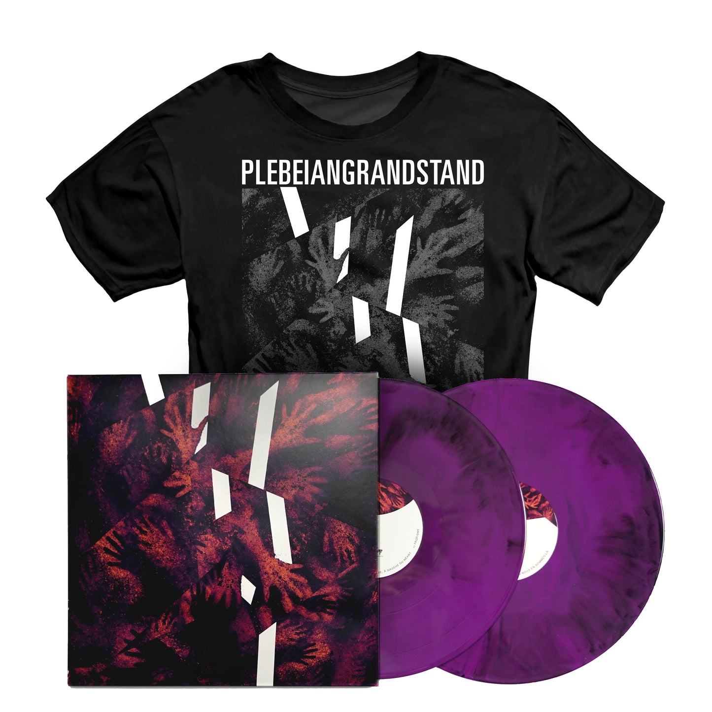 PLEBEIAN GRANDSTAND "RIEN NE SUFFIT" LP Purple Galaxy + T-Shirt Bundle
